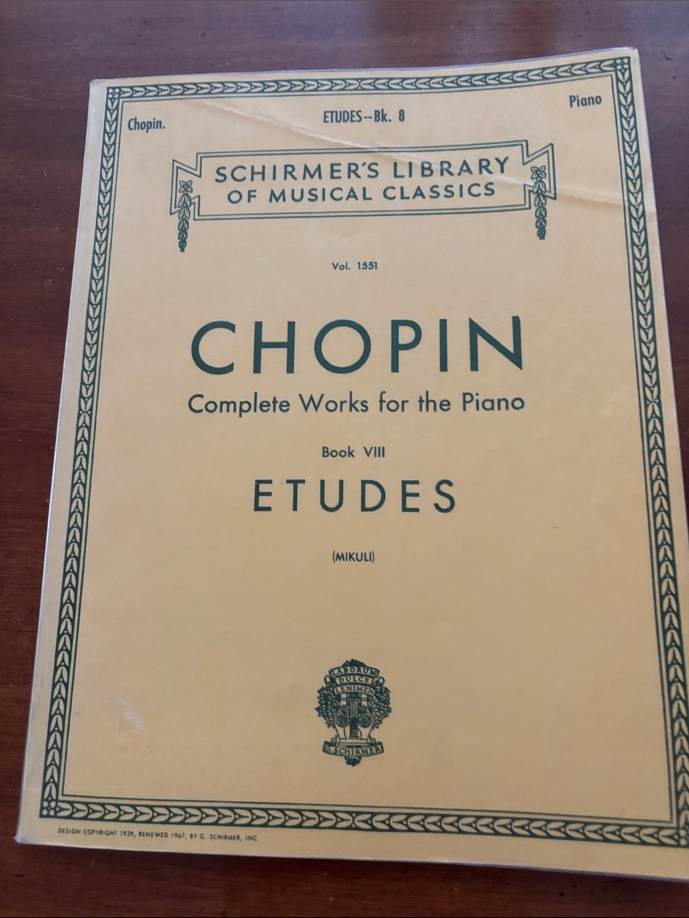 Chopin Book VIII - Etudes - Schirmer's Piano Music Book